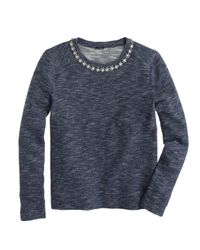 J.Crew Blue Marled Jeweled Sweatshirt