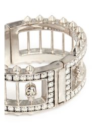 Alexander McQueen | Metallic Crystal Bar Skull Bangle | Lyst