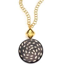 Nest | Black Spotted Horn Disc Long Pendant Necklace | Lyst