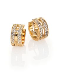 Michael Kors | Metallic Heritage Maritime Pavé Goldtone Huggie Hoop Earrings/0.5 | Lyst
