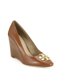 Tory Burch | Brown Raleigh Leather Wedges | Lyst