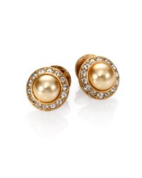 Tory Burch | Metallic Selma Faux Pearl Halo Stud Earrings | Lyst