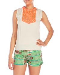 Christophe Sauvat White Embroidered Bib Top
