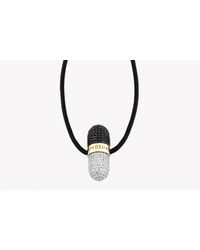 Tateossian - Pill Collection - Diamond Micro Pavé Necklace With Black And White Diamonds And Black Adjustable Cord for Men - Lyst