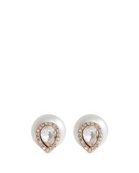 Kenneth Jay Lane | White Glass Pearl Back Crystal Stud Earrings | Lyst