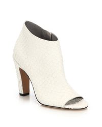 Vince | White Sierra Python-embossed Leather Open-toe Booties | Lyst