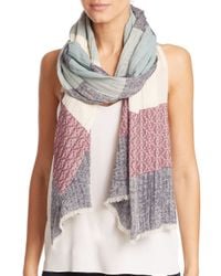 Tory Burch | Multicolor Striped Logo Scarf | Lyst