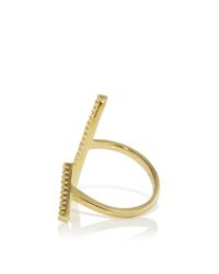 Fallon | Metallic Gold Plated Cubic Zirconia Pavé T-bar Ring | Lyst