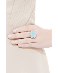 Seaman Schepps | Cabochon Cut Blue Topaz Ring in White Gold | Lyst