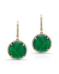 Anne Sisteron - 14kt Yellow Gold Emerald Diamond Round Earrings - Lyst