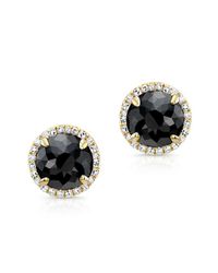 Anne Sisteron | 14kt Yellow Gold Black Diamond Stud Earrings | Lyst