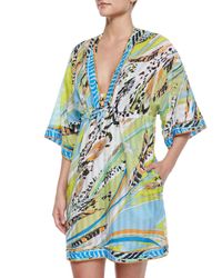 Emilio Pucci | Multicolor Celeste Drawstring Printed Caftan Coverup | Lyst