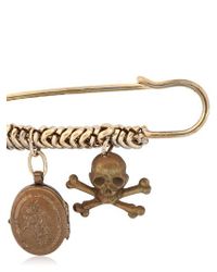Maria Zureta | Metallic Skull & Crossbones Bronze Safety Pin | Lyst