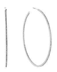 Michael Kors | Metallic Brilliance Statement Pavé Silvertone Inside-outside Hoop Earrings/2.15 | Lyst