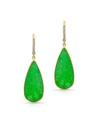 Anne Sisteron - Green 14kt Yellow Gold Jade Rose Cut Earrings - Lyst
