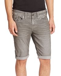 True Religion | Gray Ricky Stretch-Denim Shorts for Men | Lyst