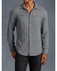 John Varvatos | Gray Cotton Houndstooth Shirt for Men | Lyst