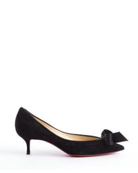 replica christian louboutin flats - Christian louboutin Black Suede Pointed Toe Bow Detail Kitten Heel ...