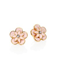 kate spade new york | Pink Graceful Floral Enamel Large Stud Earrings | Lyst