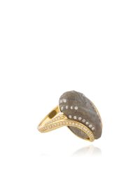 Noor Fares | Metallic Fly Me To The Moon White Diamond Glyptique Carved Wing Ring | Lyst
