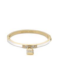 Michael Kors | White Pave Padlock Hinge Bracelet | Lyst