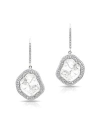 Anne Sisteron - Metallic 14kt White Gold Organic Diamond Slice Earrings - Lyst