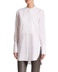VINCE | White Pleated Stretch-cotton Shirt | Lyst