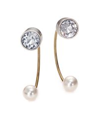 Lanvin | White Geometric Two-Sided Arc Drop Earrings | Lyst