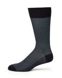 Saks Fifth Avenue | Blue Bird's Eye Dress Socks for Men | Lyst