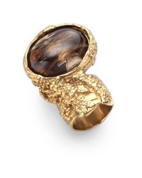 Saint Laurent | Brown Goldtone Arty Ovale Ring | Lyst
