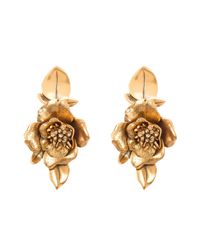 Oscar de la Renta | Metallic Russian Gold Flower Earrings | Lyst