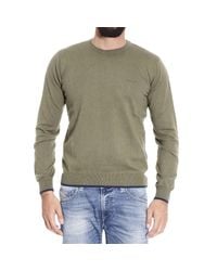 Armani Jeans | Green Sweater Crewneck With Patches Contrast for Men | Lyst