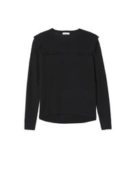Rebecca Taylor - Black Mesh & Fringe Pullover - Lyst