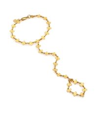 Tory Burch | Metallic Mini Clover Hand Chain Bracelet | Lyst
