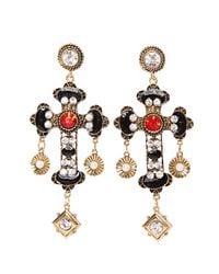 Pixie Market - Metallic Heritage Cross Chandelier Earrings - Lyst