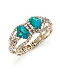 Alexis Bittar | Metallic Miss Havisham Mosaic Chrysocolla & Crystal Geometric Triple-band Bracelet | Lyst