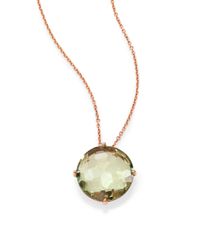 KALAN by Suzanne Kalan | Metallic Kiwi Topaz & 14k Rose Gold Round Pendant Necklace | Lyst