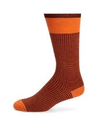 Saks Fifth Avenue | Orange Merino Wool-blend Houndstooth Socks for Men | Lyst