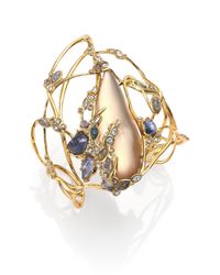 Alexis Bittar | Metallic Imperial Semi-Precious Multi-Stone, Lucite & Crystal Lace Cuff Bracelet | Lyst