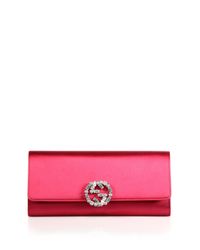 Gucci | Pink Broadway Satin Evening Clutch | Lyst