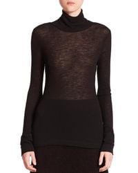 T By Alexander Wang | Black Ribbed Wool Turtleneck Sweater | Lyst