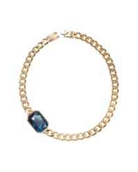 Rebecca - Elizabeth Yellow Gold Plated Bronze Necklace W/ Octagonal Gemstone - Lyst