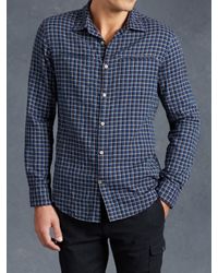 John Varvatos | Blue Cotton Plaid Shirt for Men | Lyst
