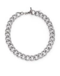 Michael Kors | Metallic Brilliance Statement Pavé Chain Toggle Necklace/silvertone | Lyst