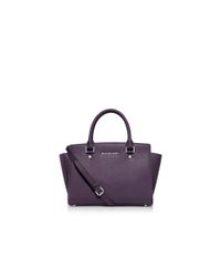 MICHAEL Michael Kors | Purple Selma Medium Saffiano-Leather Satchel | Lyst