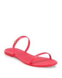 Tory Burch | Pink Double-strap Rubber Slide Sandals | Lyst