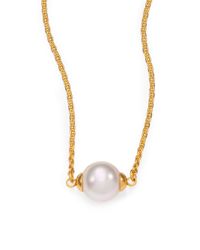 Majorica | Metallic 8mm White Pearl Pendant Necklace | Lyst