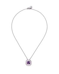 CZ by Kenneth Jay Lane | Metallic Cushion Cut Cubic Zirconia Pendant Necklace | Lyst