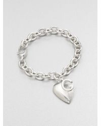 Gucci | Metallic Sterling Silver Heart Charm Bracelet | Lyst
