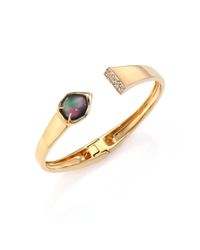 Alexis Bittar | Metallic Miss Havisham Liquid Pave Crystal & Black Mother-Of-Pearl Doublet Bracelet | Lyst